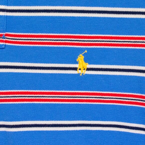 POLO RALPH LAUREN Men's Large Blue Red Polo Shirt 100% Cotton Short Sleeve - Picture 3 of 4